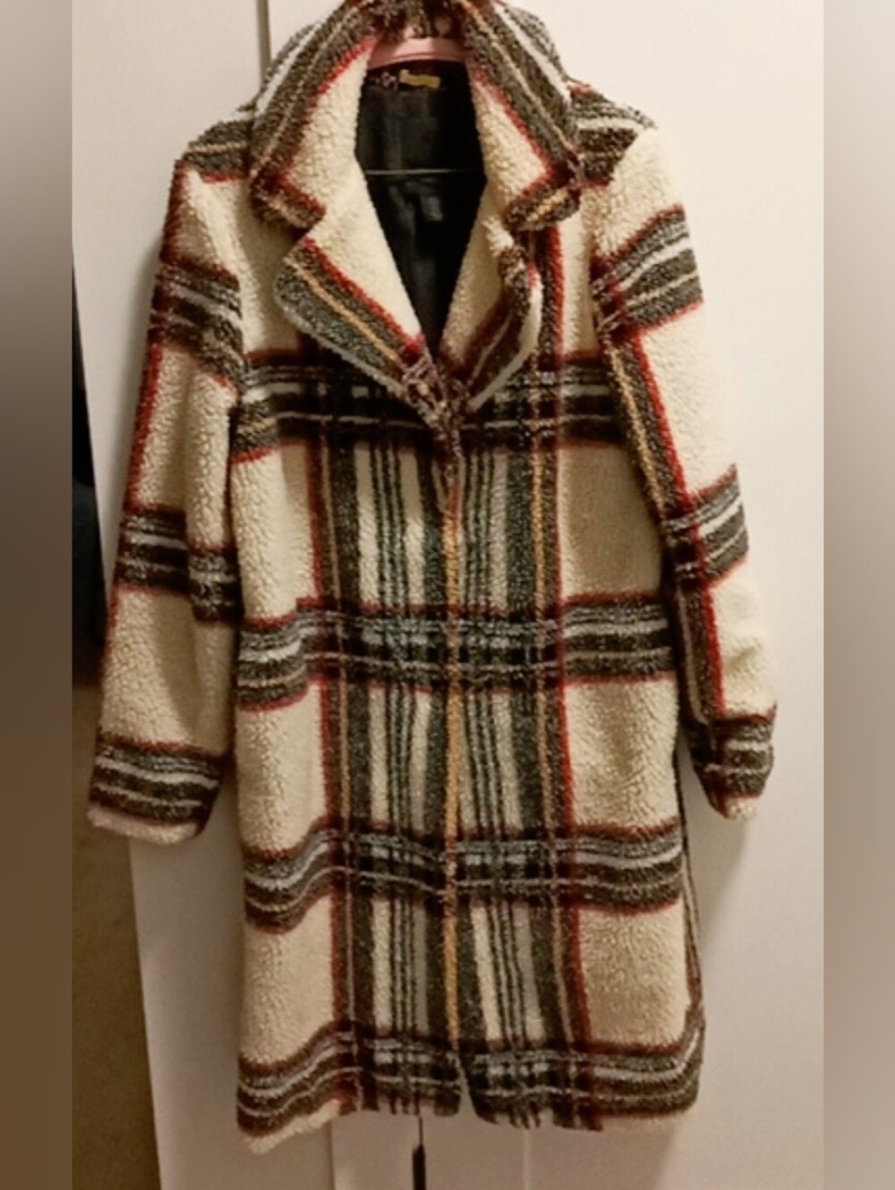 Maison Cinquecet - Plaid Teddy Coat Ladies Sz.Medium